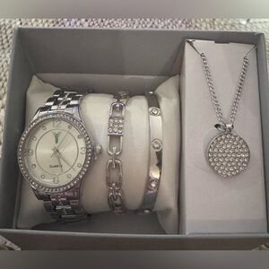 Silver Watch and Jewelry Set